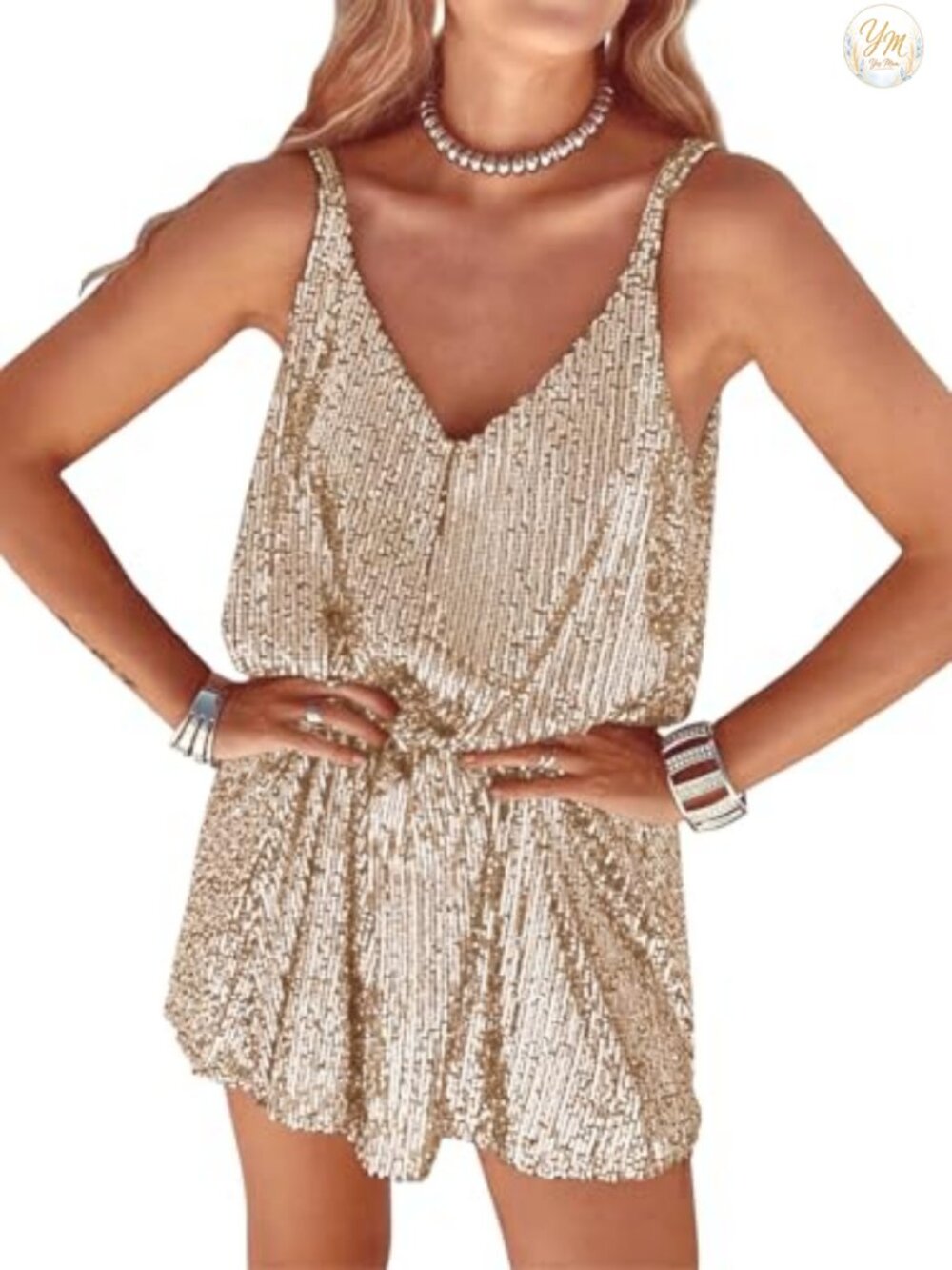 Womens Sequin Shift Mini Dress Sleeveless Deep V-Neck Backless Party Cocktail